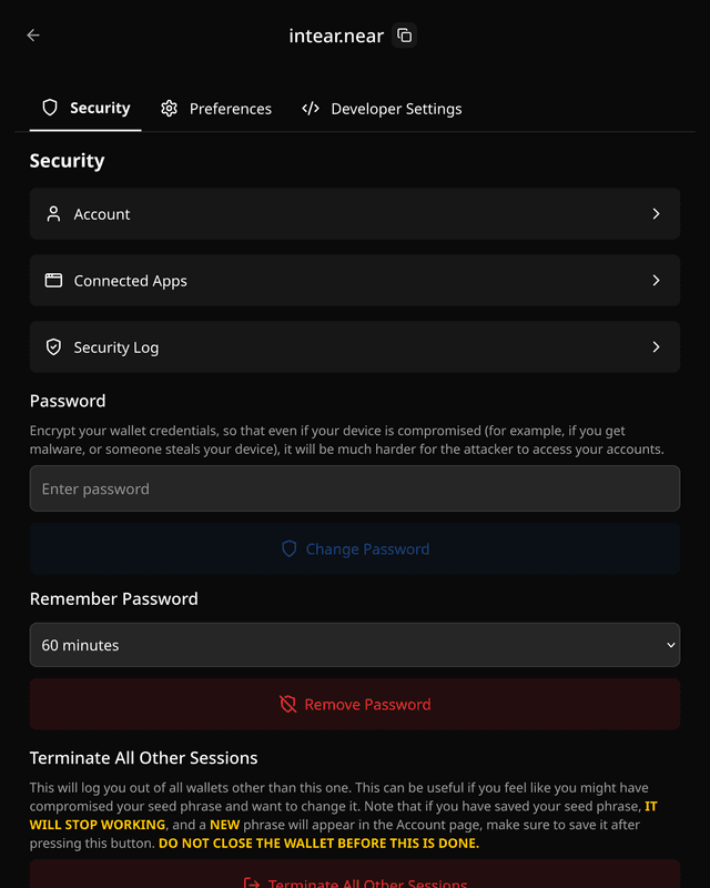Intear Wallet Tablet Interface